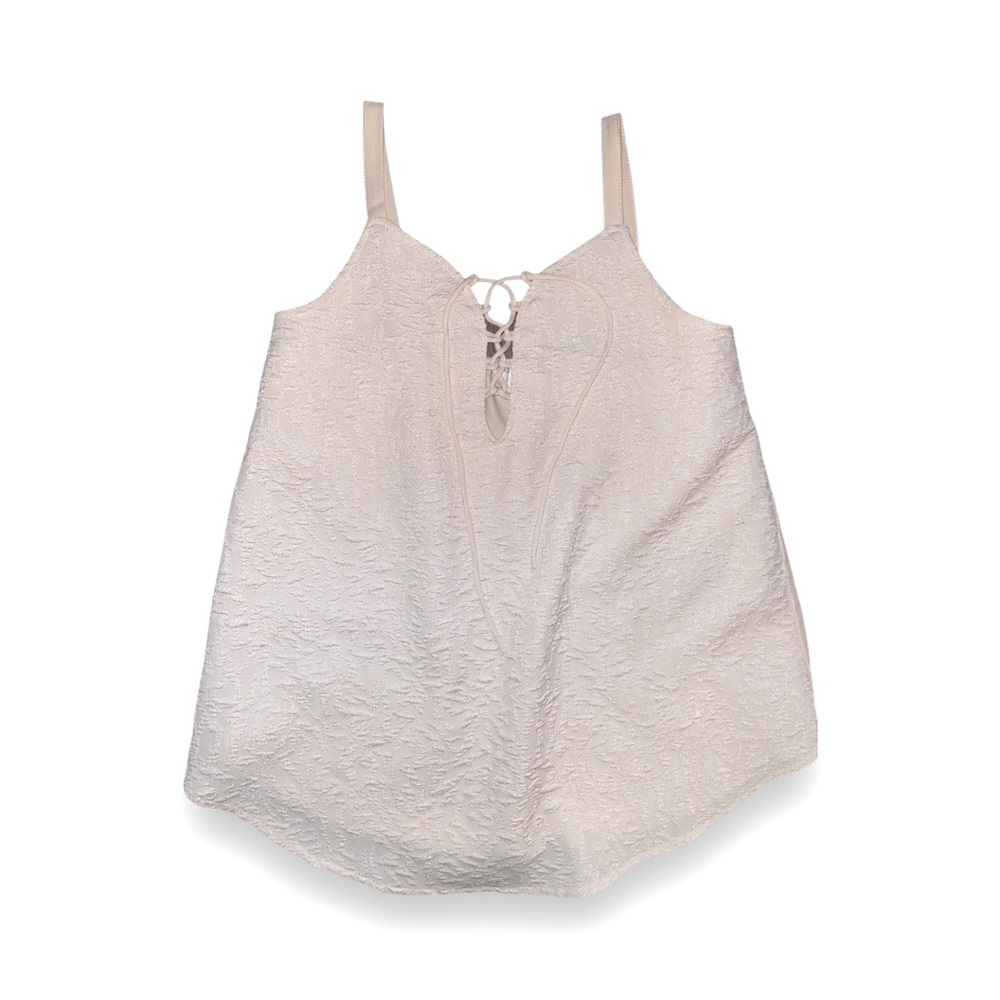 🤍 Maurices Cream Lace-Up Flared Tank Top | Textured Fabric | Size M